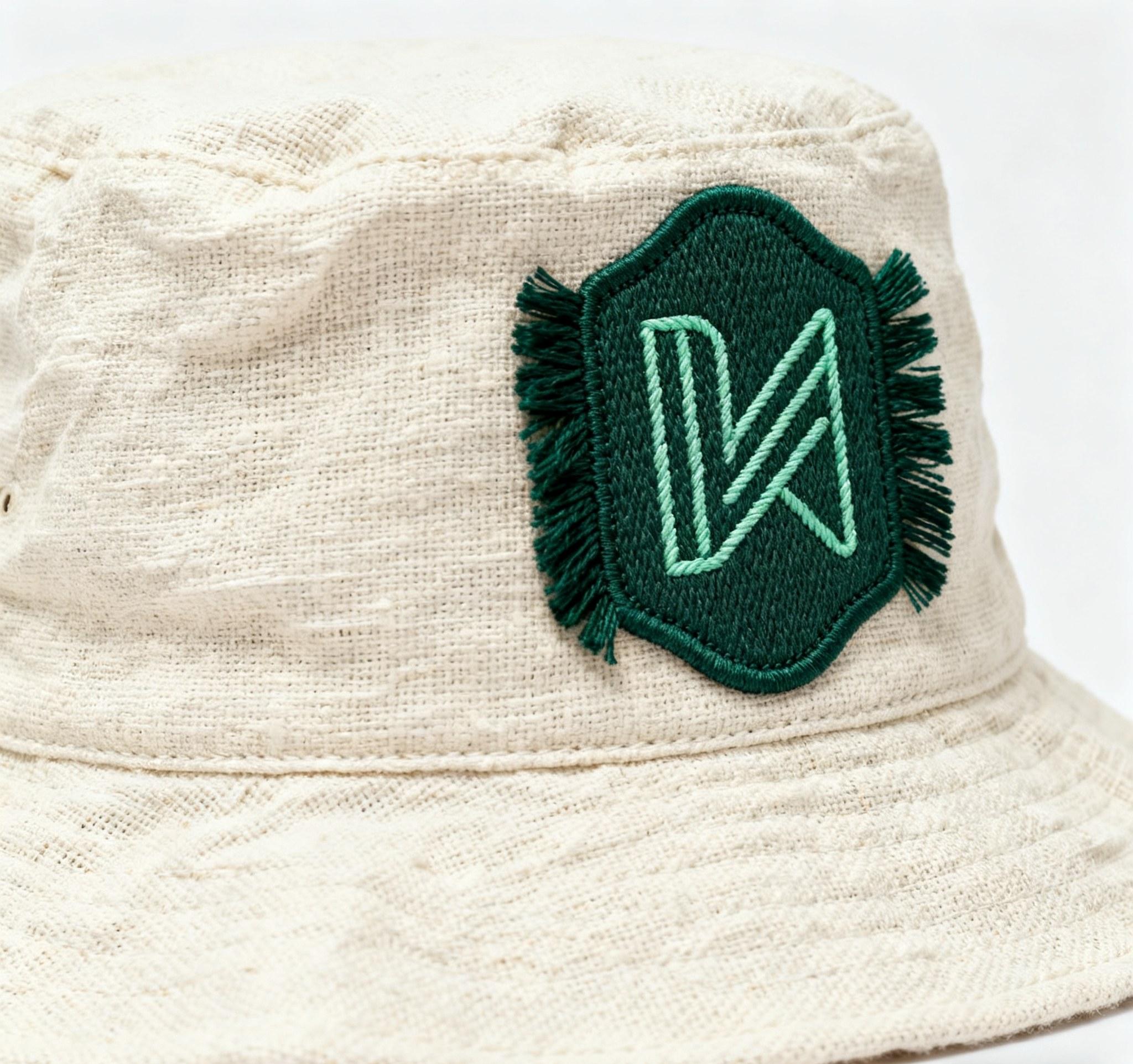 Stylish hat collection featuring woven label patches with modern branding.